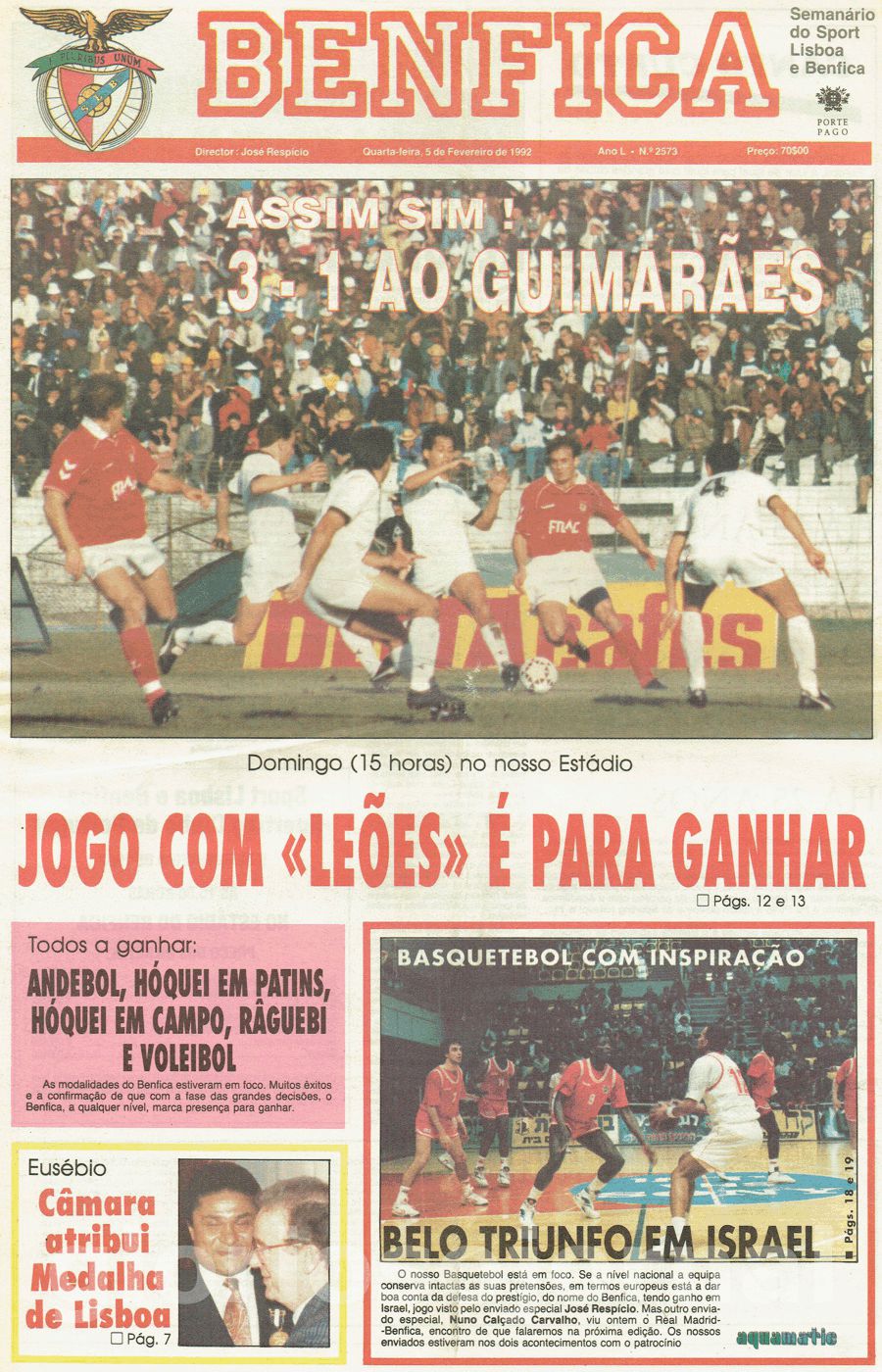 jornal o benfica 2573 1992-02-05